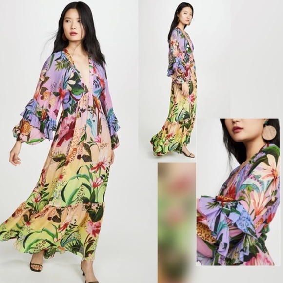 NWOT Farm Rio Amazonian Rainforest Ombré Maxi Dress - Picture 1 of 10